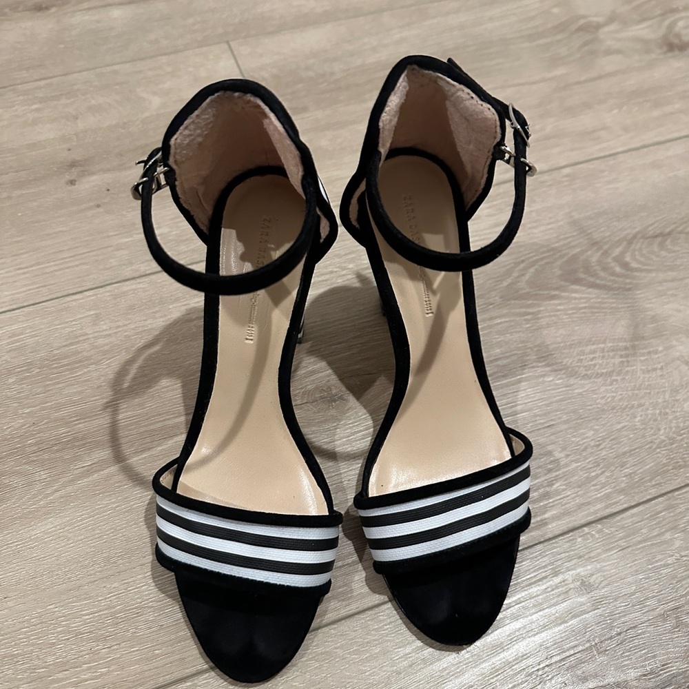 Zara Stripe Block Heels